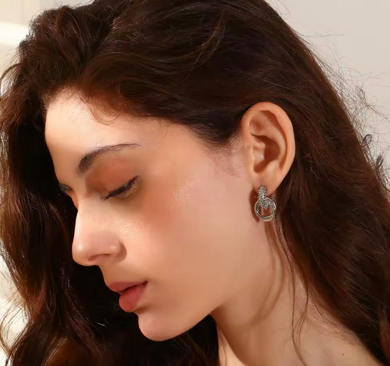 Earrings with zircons stainless steel