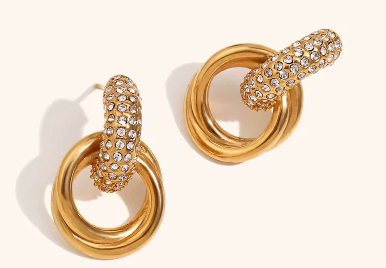 Earrings with zircons stainless steel