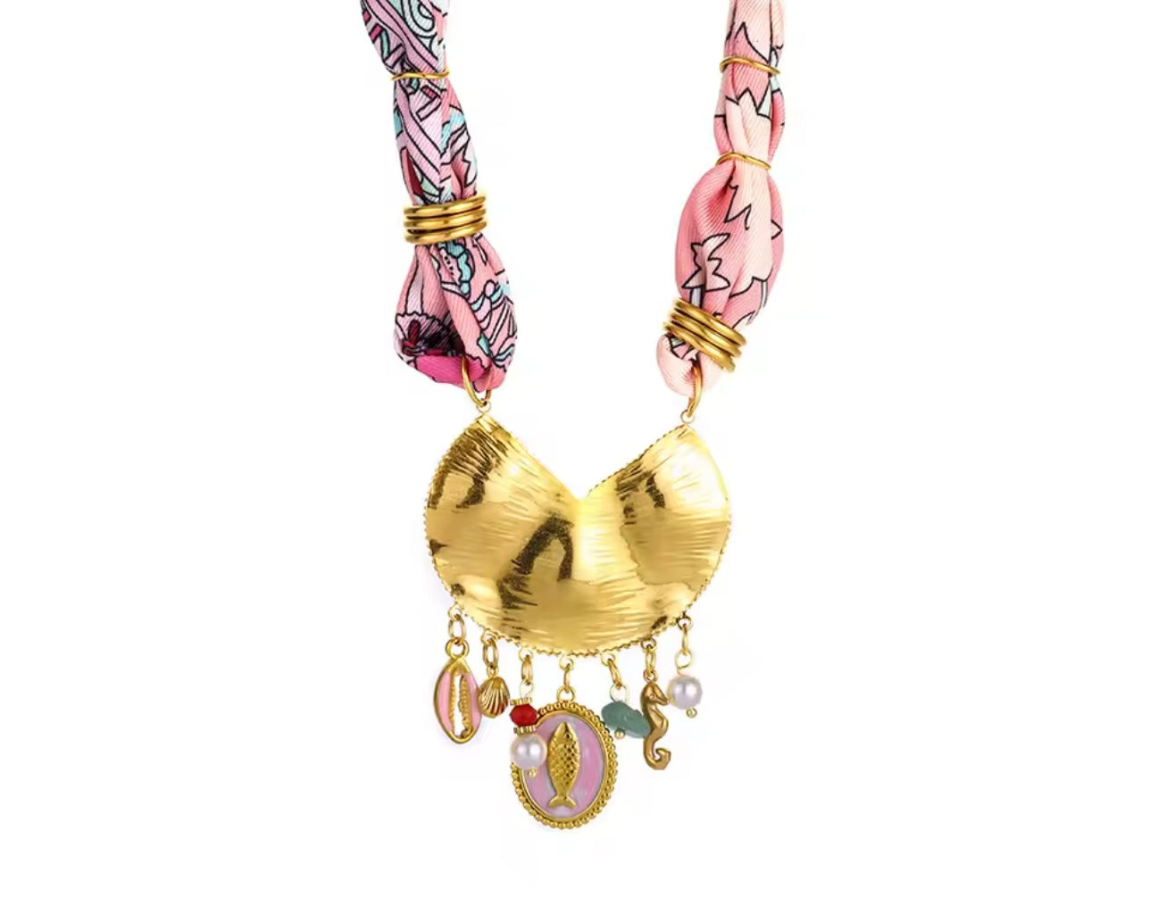 Necklace stainless steel pink