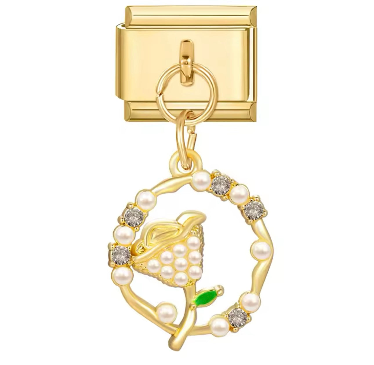 Charm stainless steel gold floral