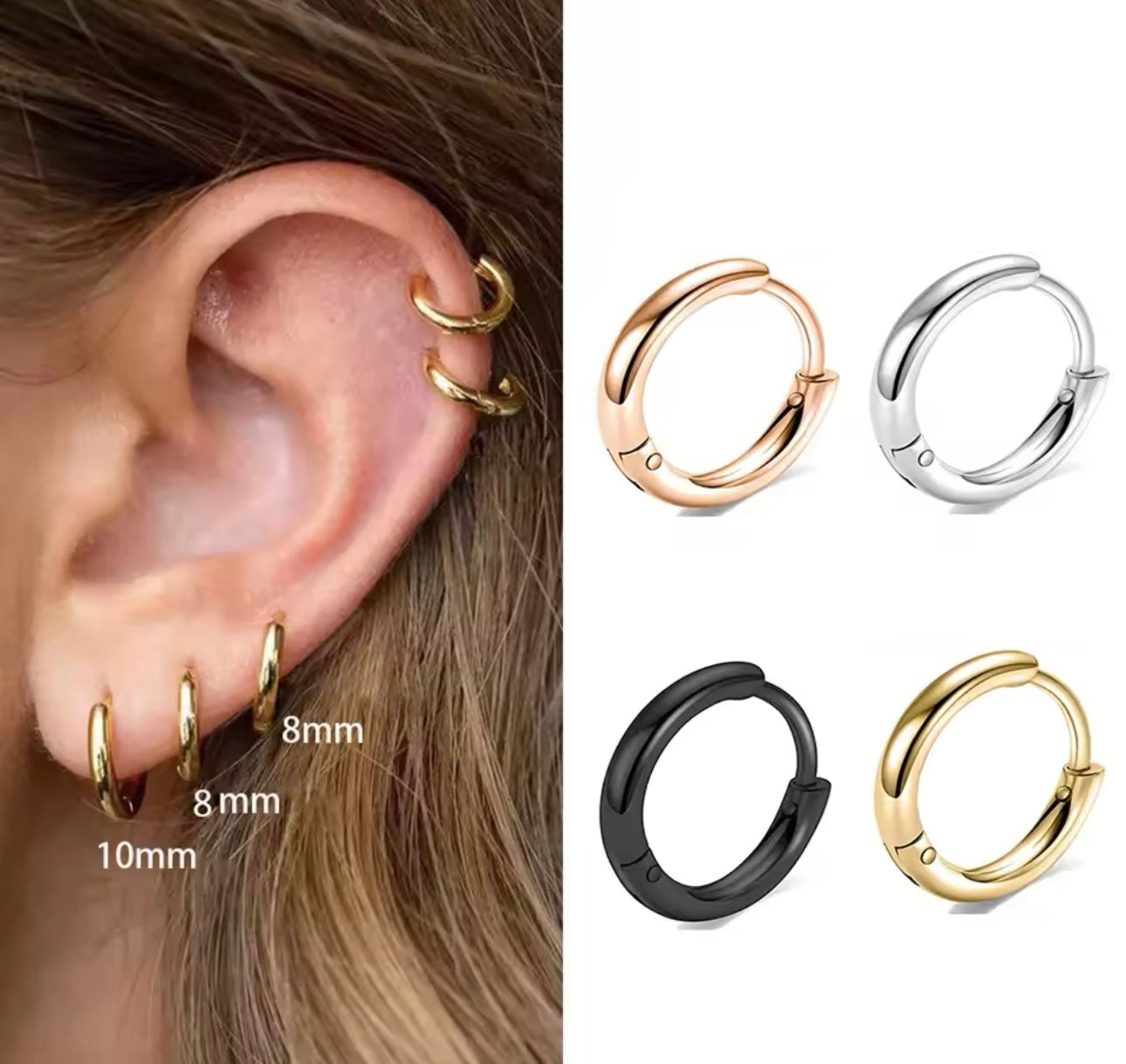 Unisex stainless steel hoops