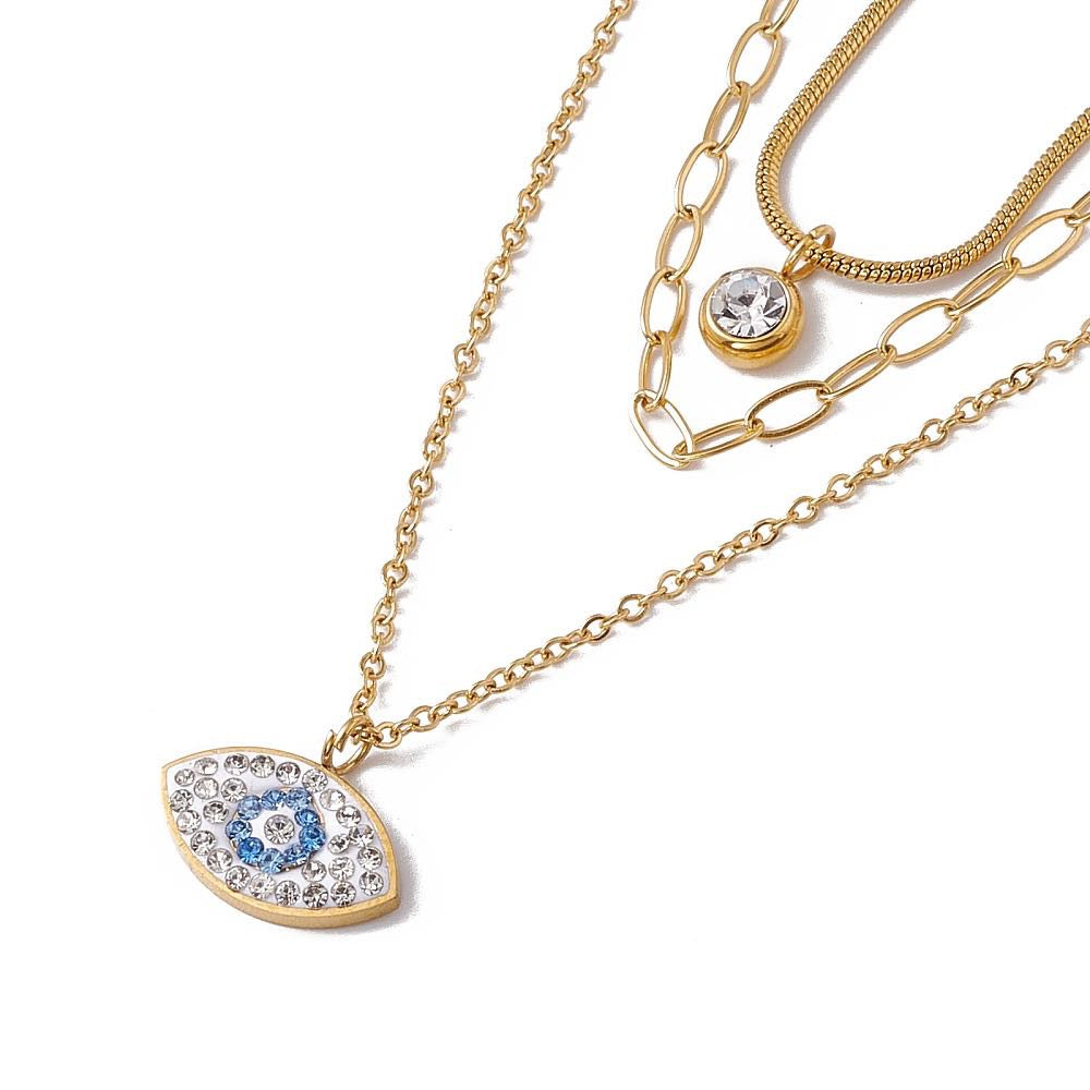 Necklace triple chain gold stainless steel