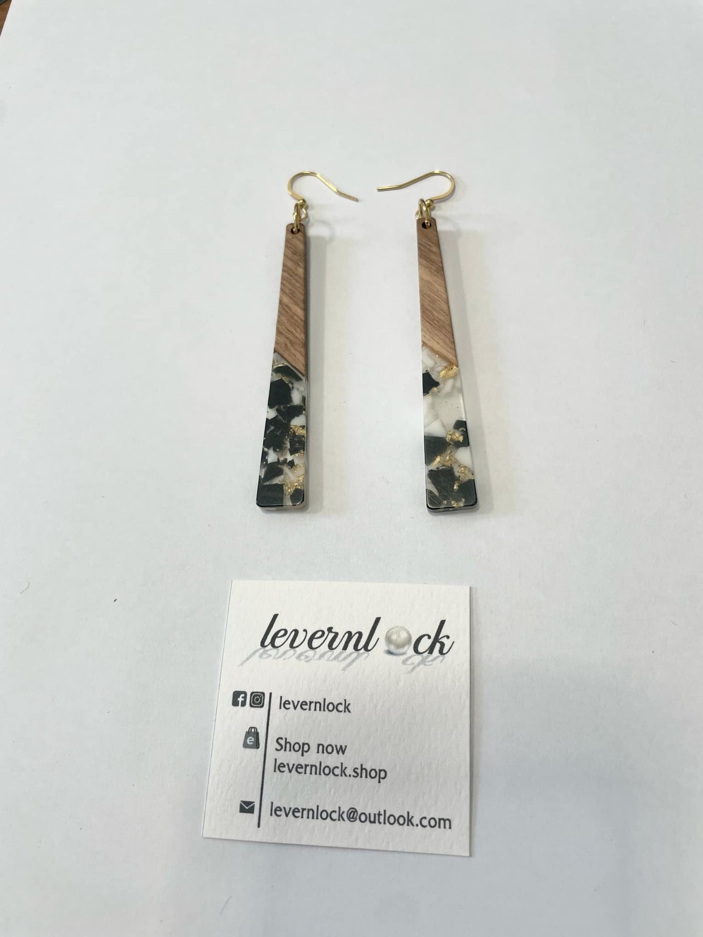 Handmade wood and stainless steel earrings
