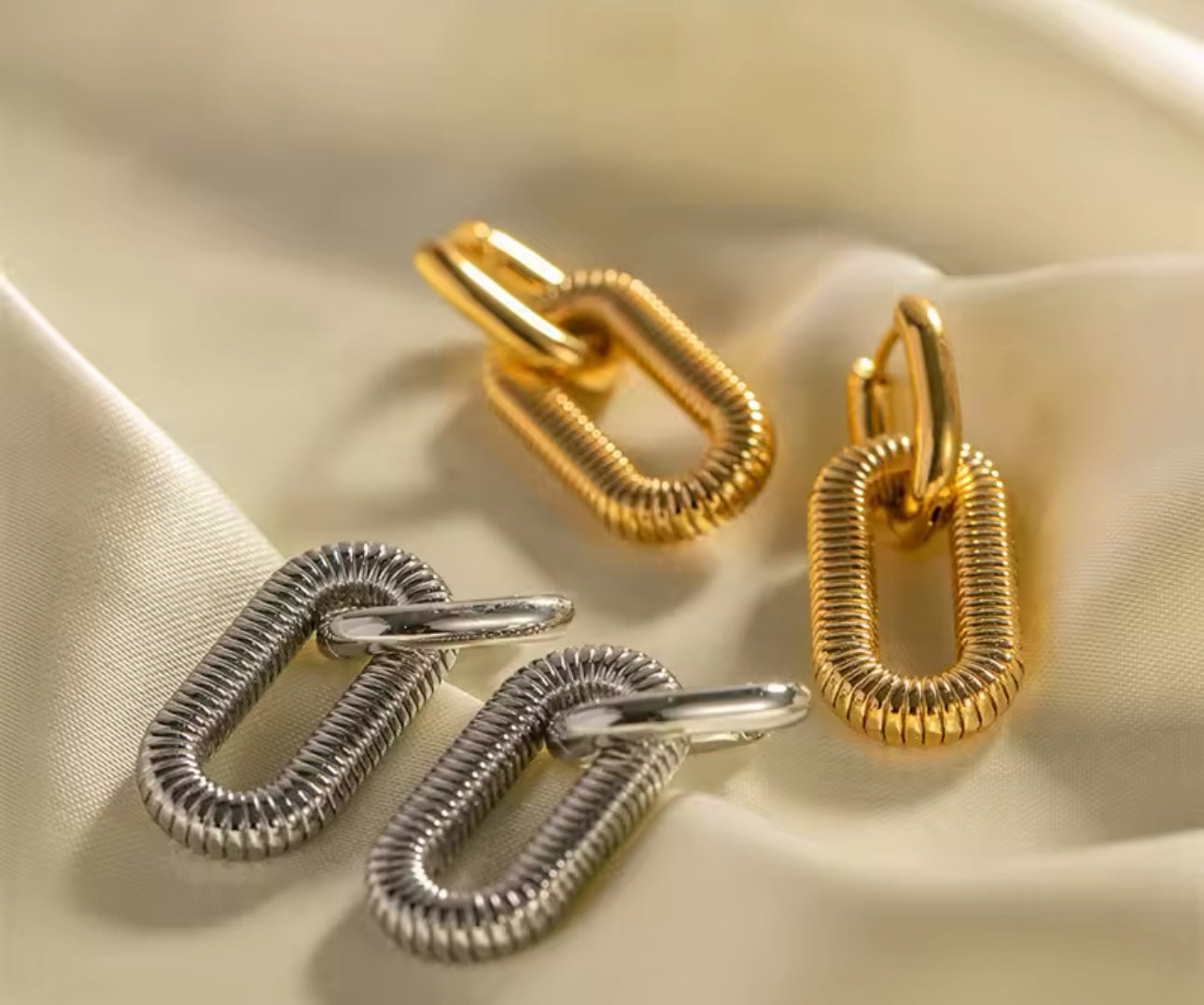 Earrings stainless steel gold 2 in 1