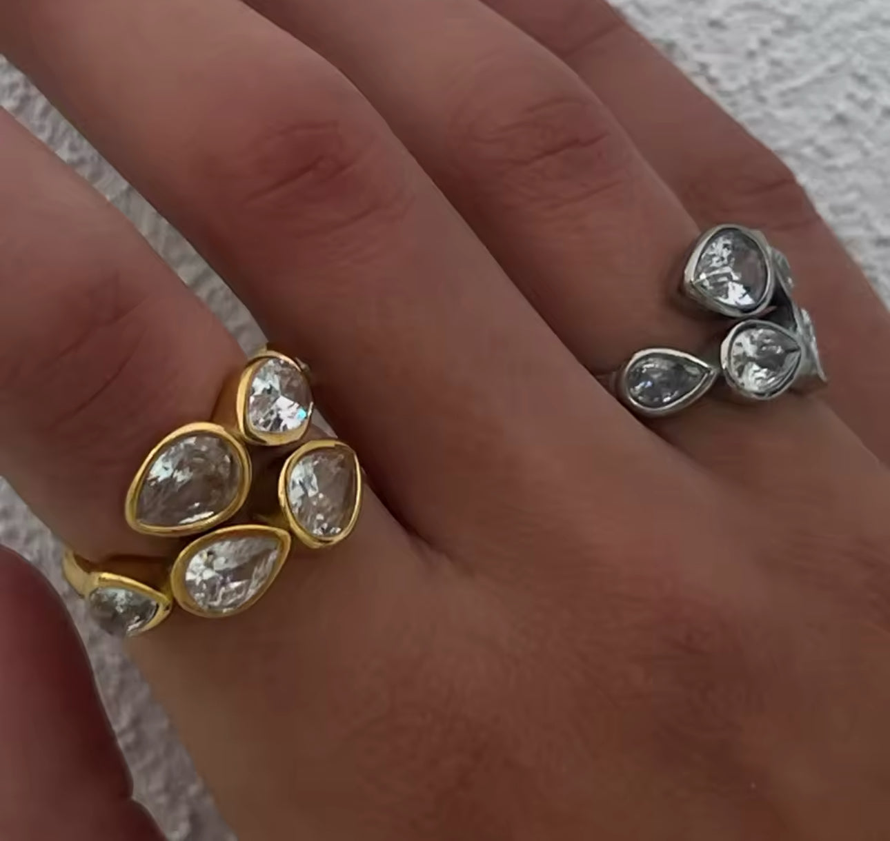 Ring adjustable zircons stainless steel