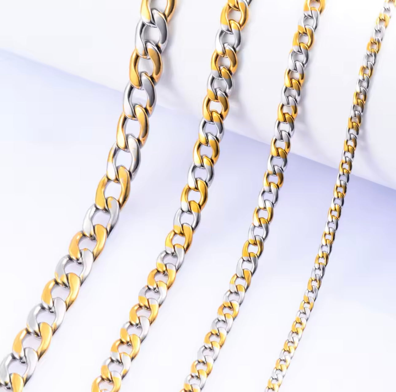 Necklace chain stainless steel gold/silver mix 46 cm 18inch 6mm