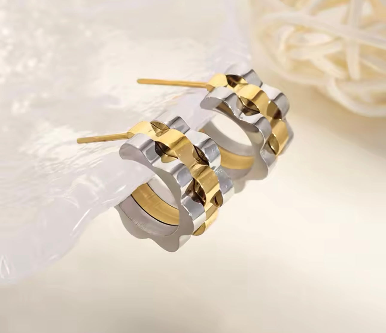 Irregular wavy earrings stainless steel