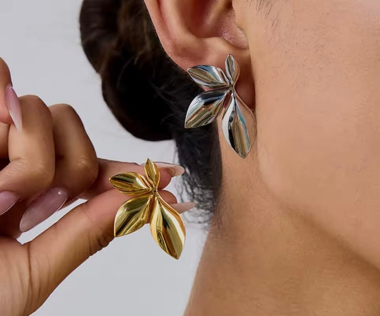 Earrings stainless steel silver