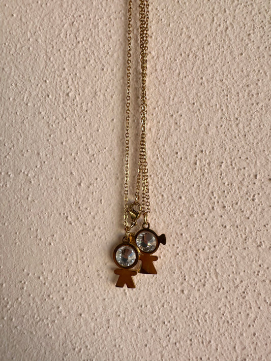Necklace stainless steel αγοράκι και κοριτσάκι