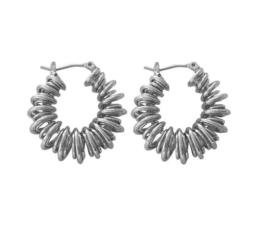 Earrings stainless steel silver hoops
