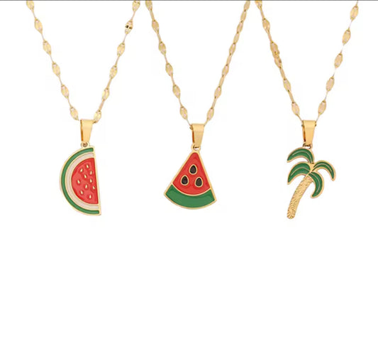Necklace summer fruits watermelon stainless steel