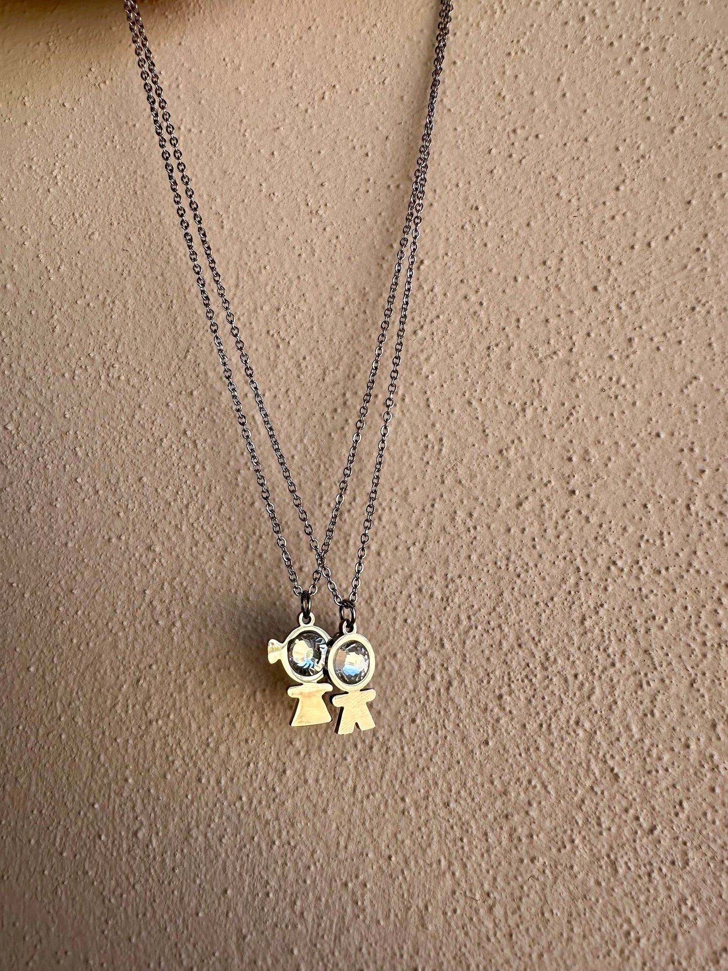Necklace stainless steel αγοράκι και κοριτσάκι