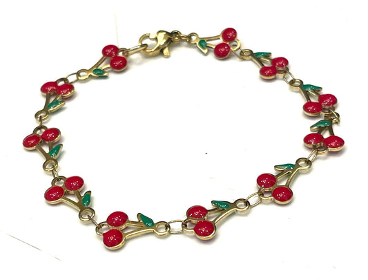 Bracelet summer cherries stainless steel