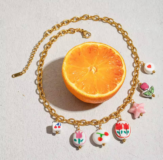 Necklace summer with charms stainless steel
