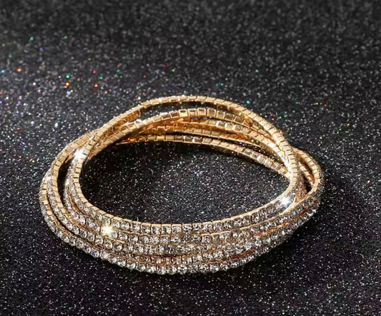 Elastic bracelets gold shiny
