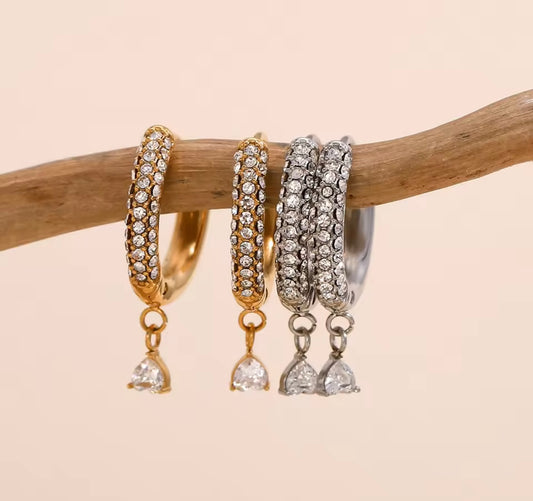 Earrings stainless steel with zircons