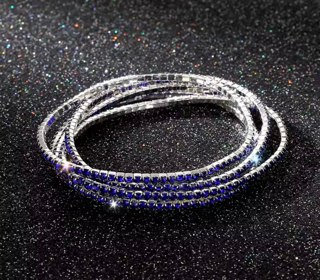 Elastic bracelets blue shiny 1pcs