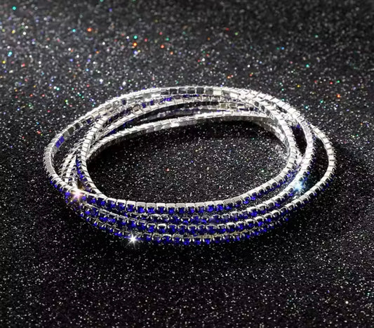 Elastic bracelets blue shiny 1pcs