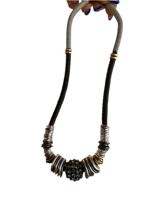 Necklace handmade πλεκτή πλεξούδα με πέτρες Swarovski