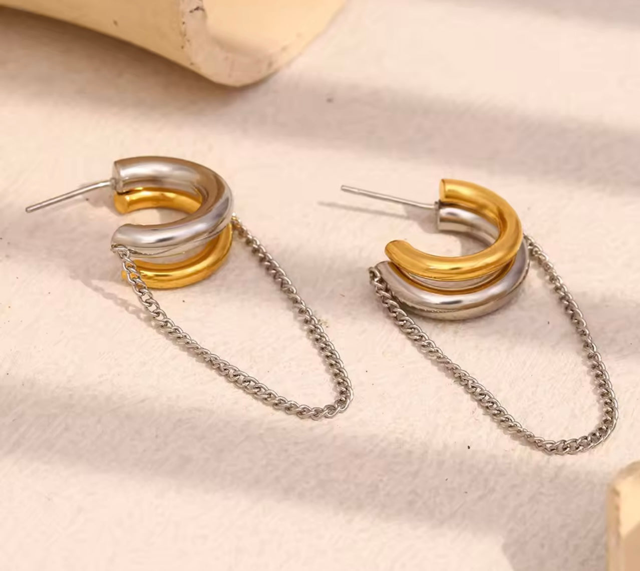 Earrings stainless steel with chains