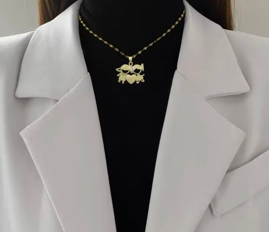 Necklace family girl and boy stainless steel