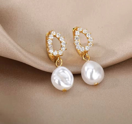 Earrings pearls stainless steel