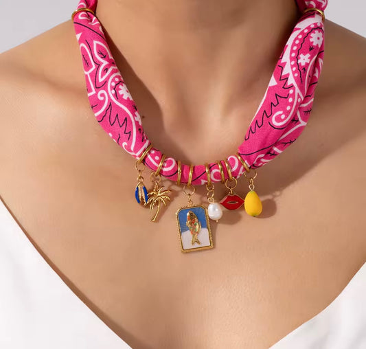 Necklace stainless steel pink