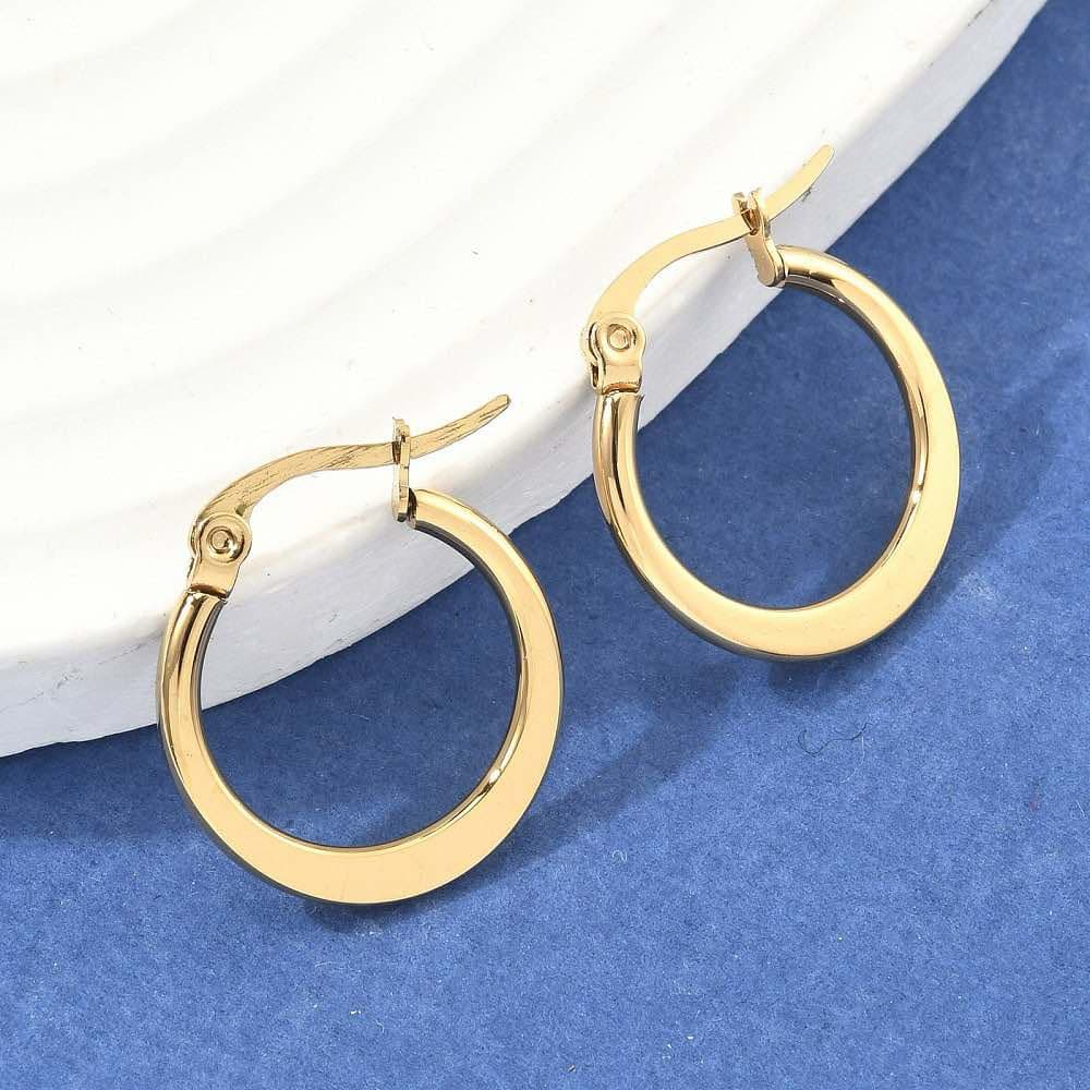 Earrings stainless steel mini hoops 2cm πλακωτό gold