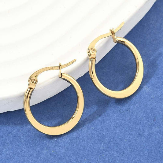Earrings stainless steel mini hoops 2cm πλακωτό gold