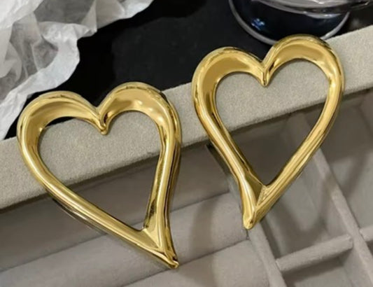 Earrings stainless steel big hearts