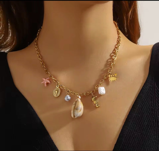Necklace summer with charms stainless steel