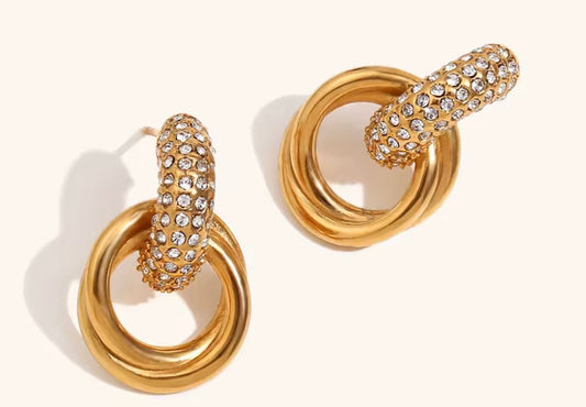 Earrings with zircons stainless steel