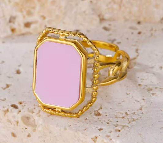 Ring stainless steel pink