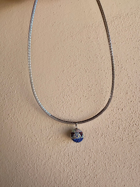 Handmade necklace silver με μπάλα Swarovski