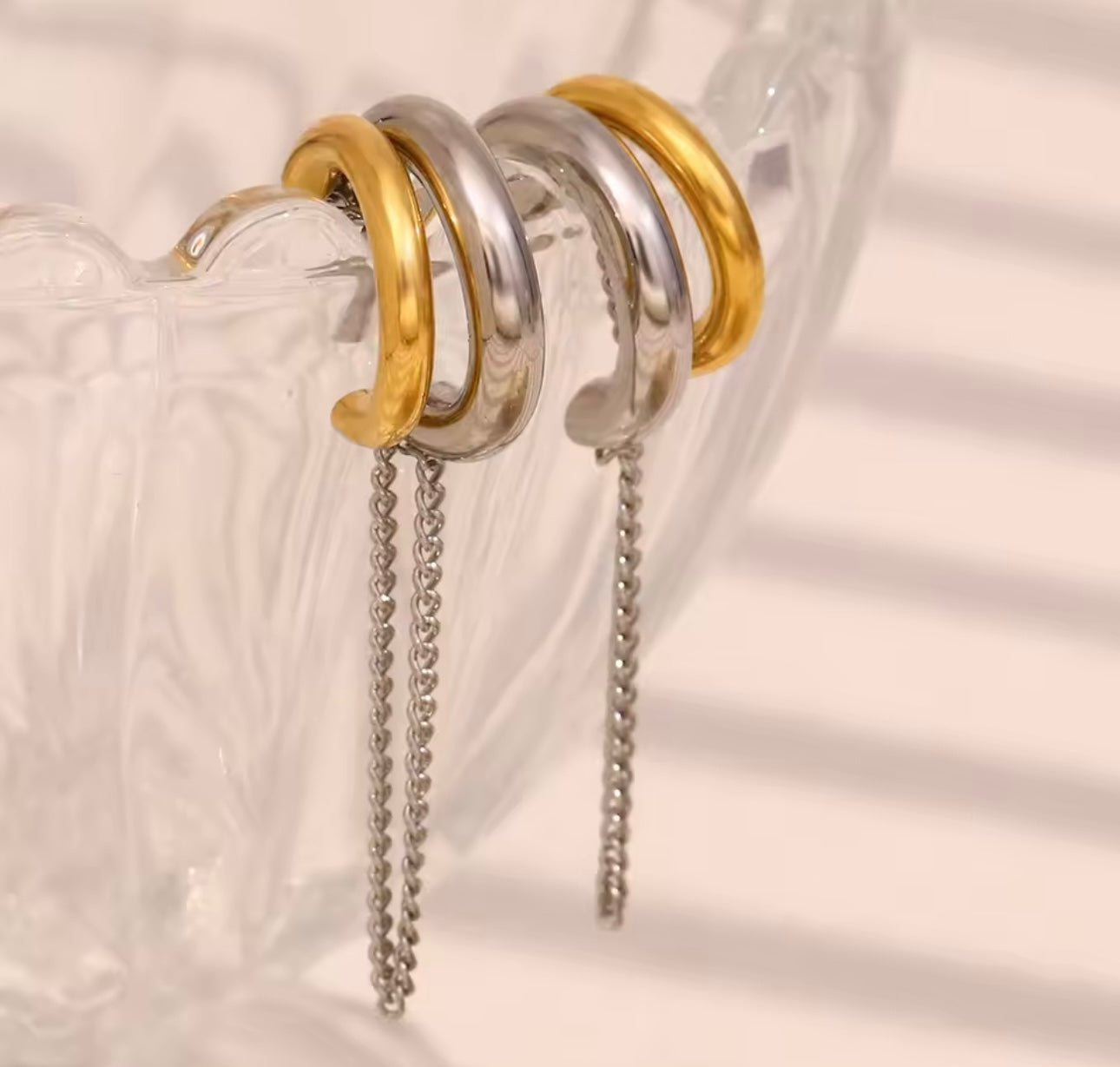 Earrings stainless steel with chains