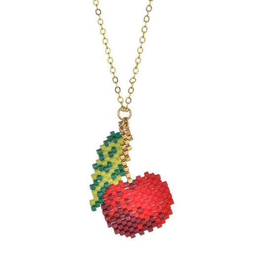 Necklace πλεκτό κεράσι stainless steel
