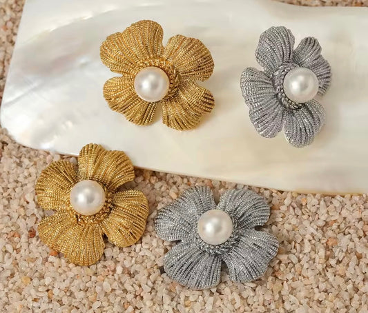 Earrings stainless steel flowers
