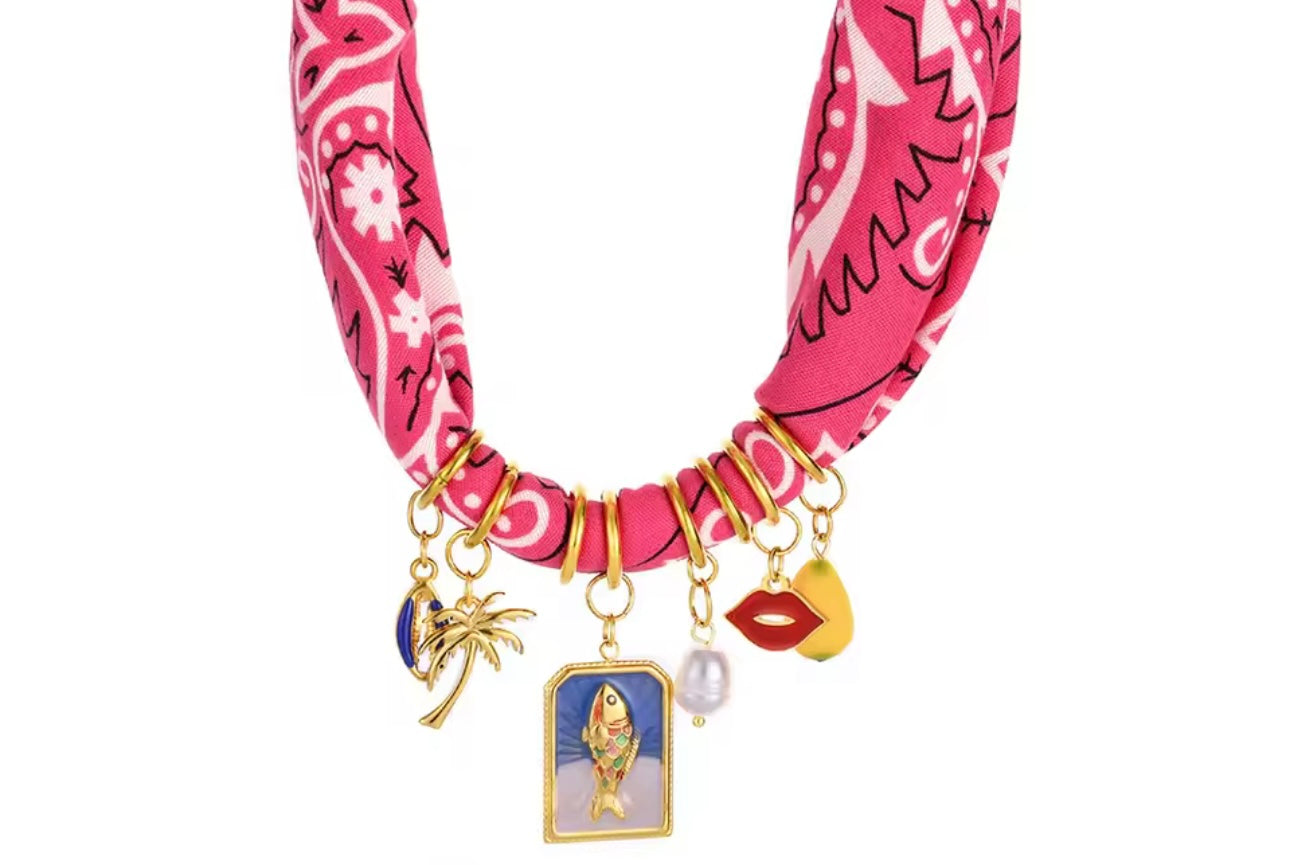 Necklace stainless steel pink