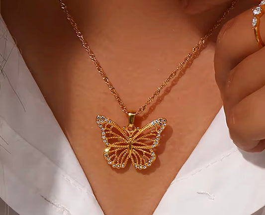 Necklace butterfly stainless steel