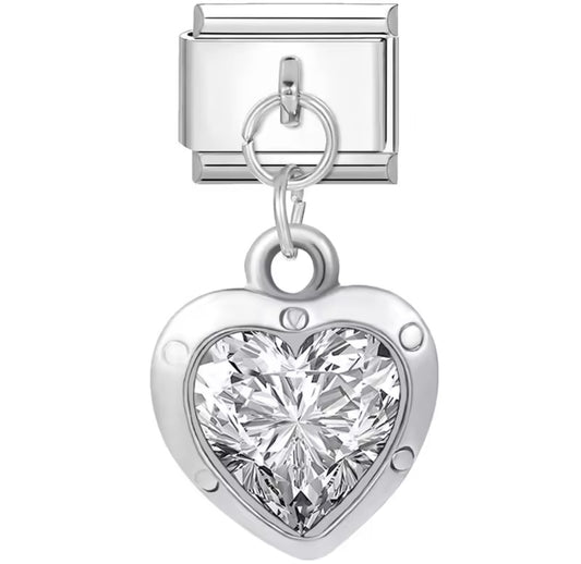 Charm stainless steel silver heart