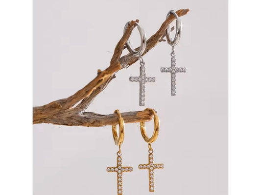 Earrings cross stainless steel