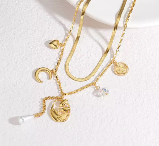 Necklace stainless steel 2 in 1