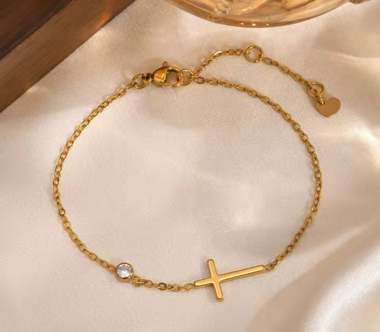 Bracelet stainless steel gold cross