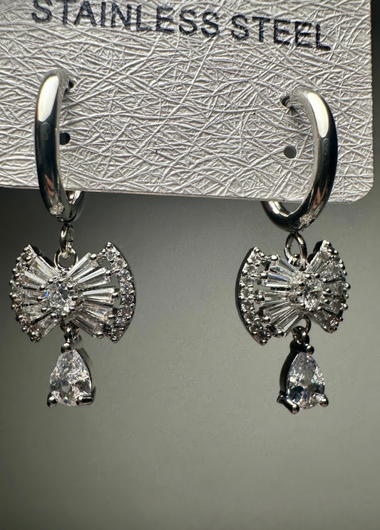 Earrings stainless steel silver