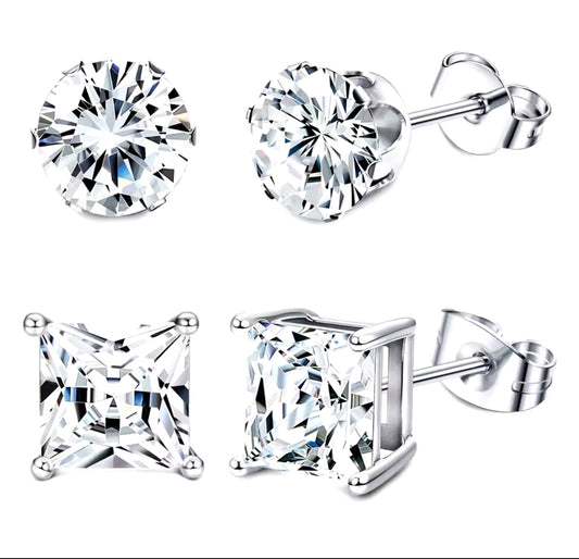 Men's   earrings  crystals stainless steel 1pcs
