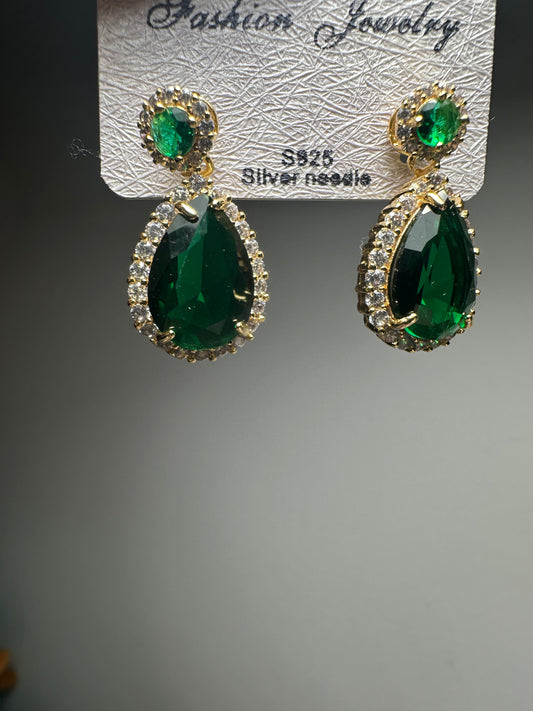 Earrings gold zircons s.silver 925