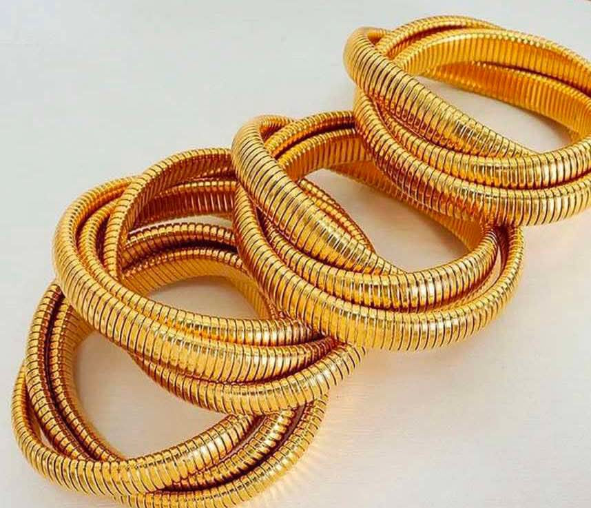Bracelets stainless steel triple layer gold