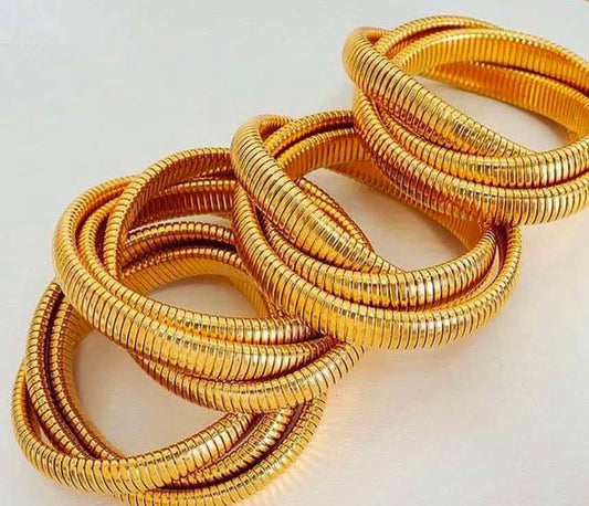 Bracelets stainless steel triple layer gold