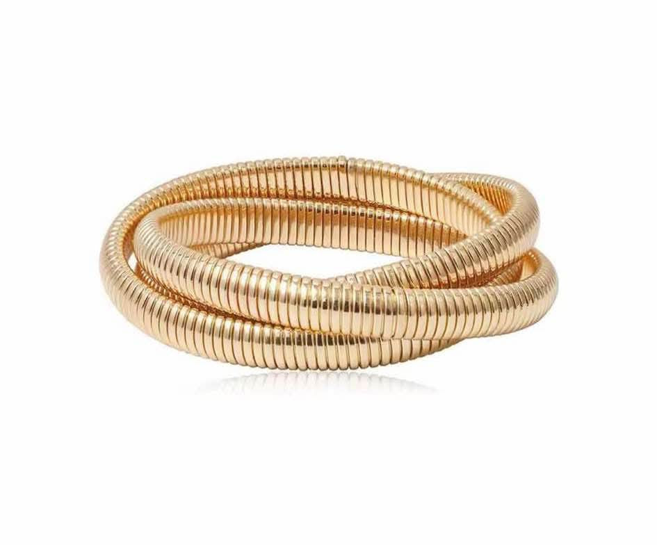 Bracelets stainless steel triple layer gold