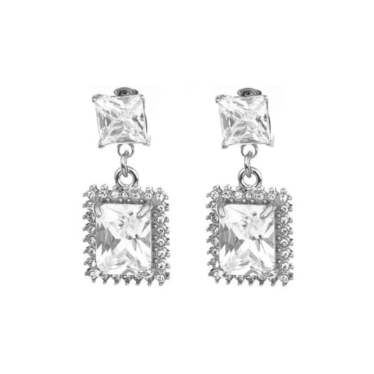 Earrings stainless steel silver zircons